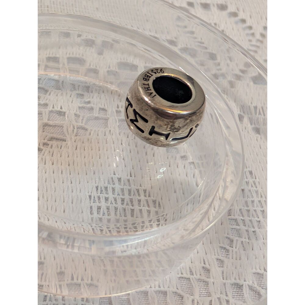 Sterling Silver "I Heart My Family"  Enamel Slide Charm Bead